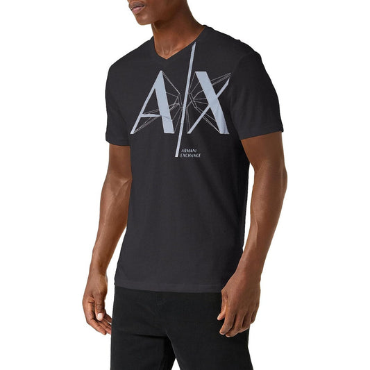 Playera Armani Cuello En V Logo Lateral Sup Negro